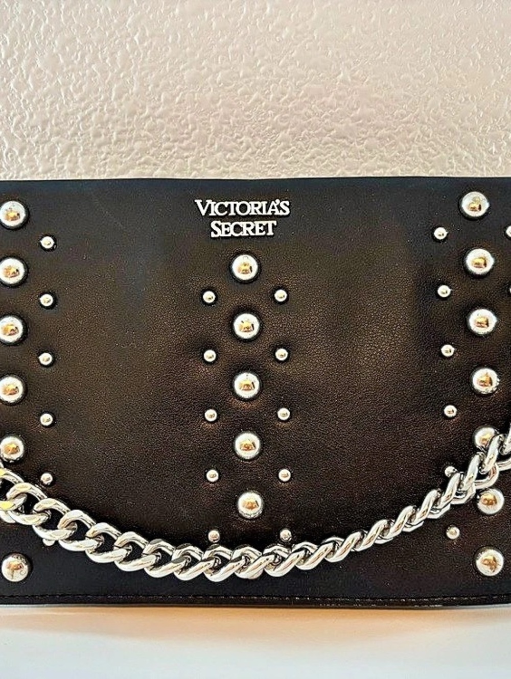 Victoria's Secret Black Studded Chain Clutch